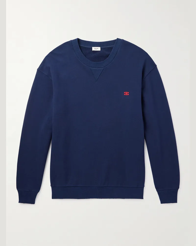 Celine Sweatshirt aus Baumwoll-Jersey mit Logostickerei Blau