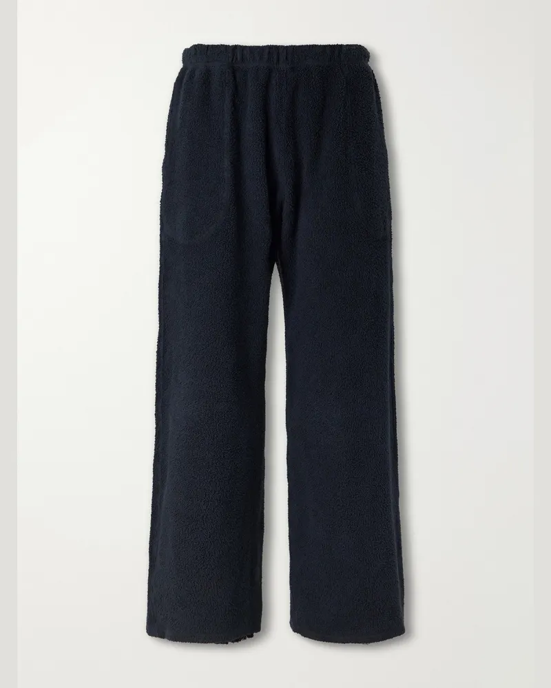 LES TIEN Straight-Leg Cotton-Fleece Sweatpants Black