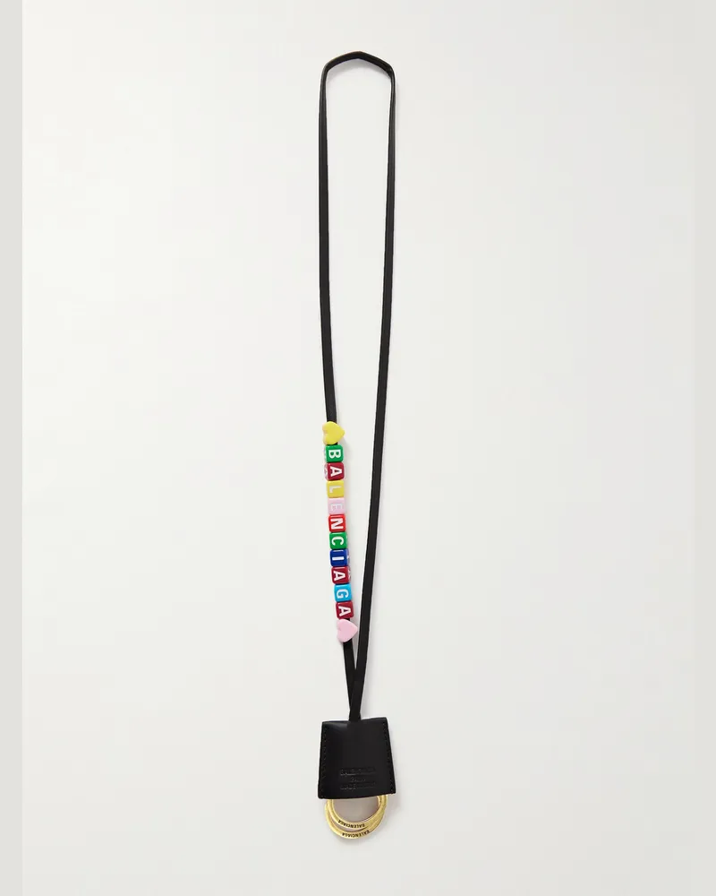 Balenciaga Rodeo Cloche Clé Schlüsselband aus Leder mit Zierperlen Schwarz
