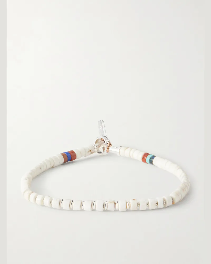 Mikia Sterling Silver Magnesite Beaded Bracelet White