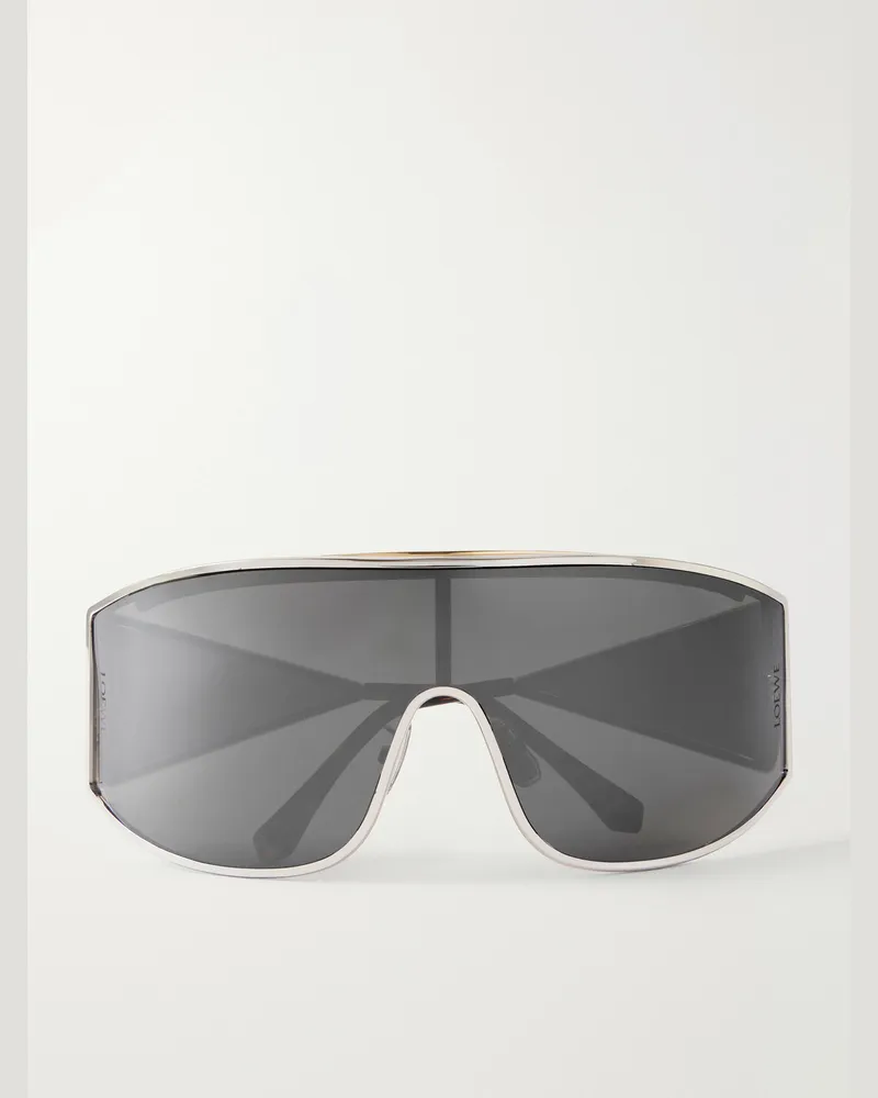 Loewe Speed Mask Aviator-Style Two-Tone Metal Sunglasses Silver