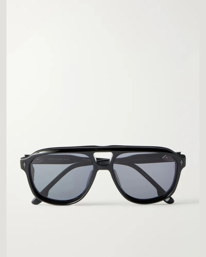 Jacques Marie Mage Leonard Aviator-Style Acetate Sunglasses Black