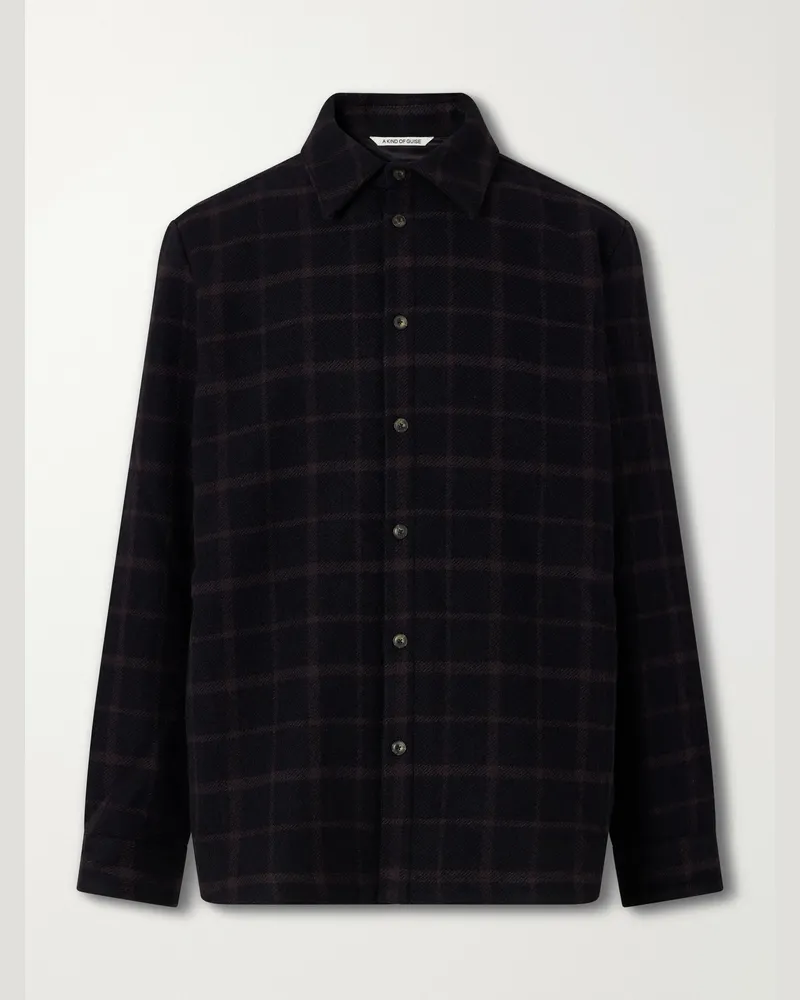 A Kind Of Guise Marani Padded Checked Virgin Wool-Twill Overshirt Black
