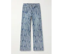 Magpie schmal geschnittene ausgestellte Jeans mit Jacquard-Muster