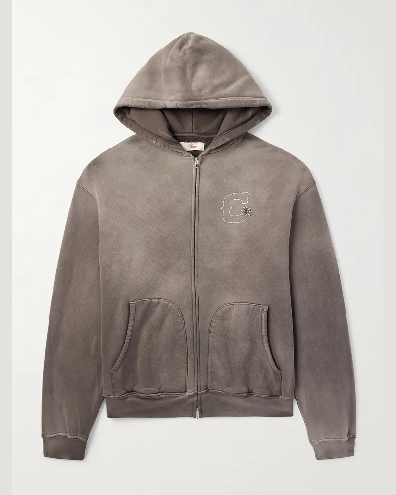 Cherry Los Angeles Kapuzenjacke aus Baumwoll-Jersey mit Reißverschluss und Logostickerei Braun