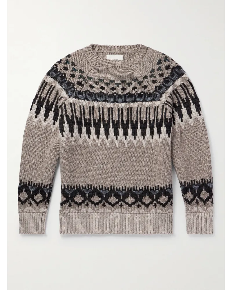 PURDEY Falcon Pullover aus Kaschmir mit Fair-Isle-Muster Neutral