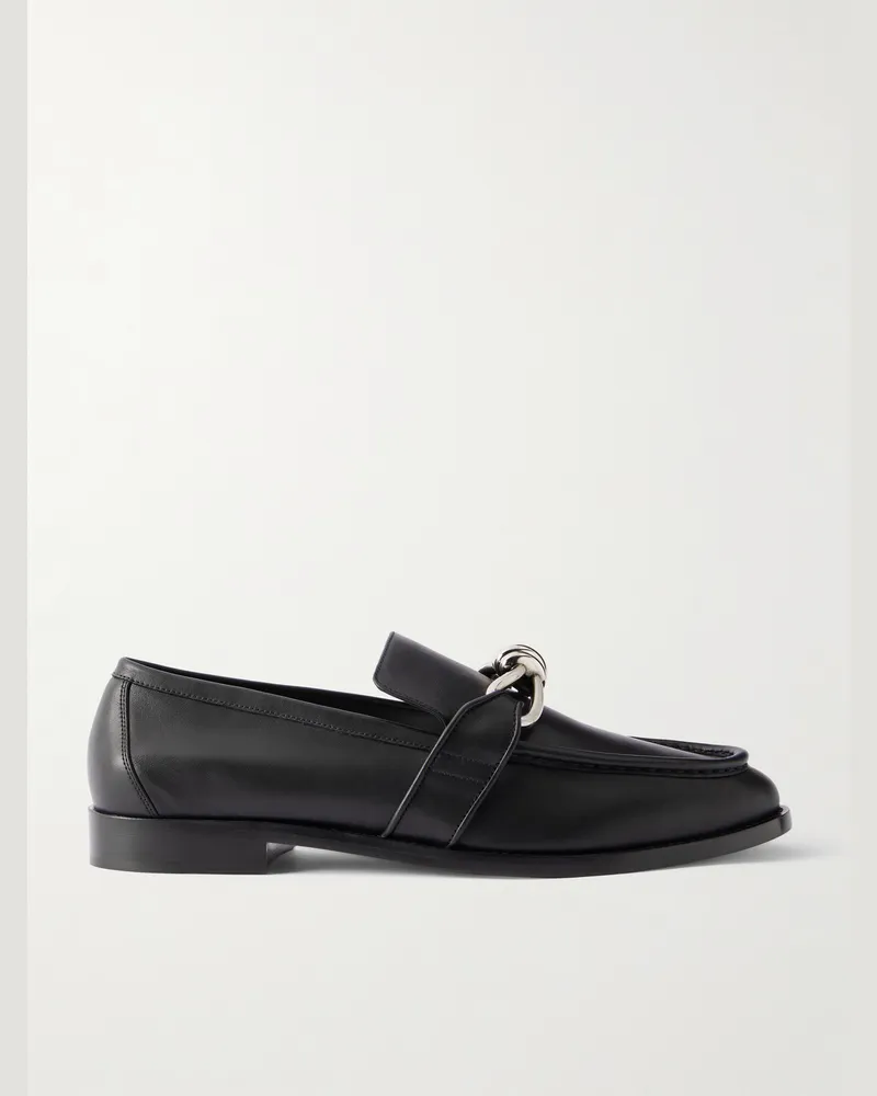 Bottega Veneta Astaire Loafers aus Leder mit Knotenverzierung Schwarz