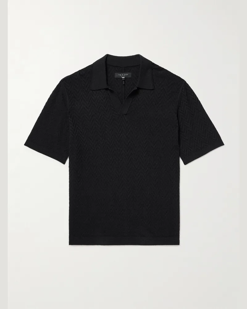 Rag & Bone Zuma Polohemd aus Frottee Schwarz