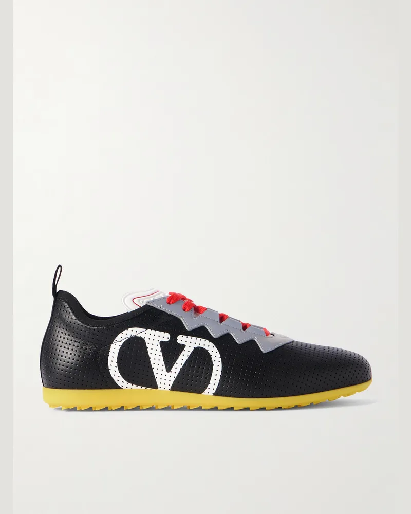 Valentino Garavani Chromathon Sneakers aus perforiertem Leder mit Logoprint Schwarz