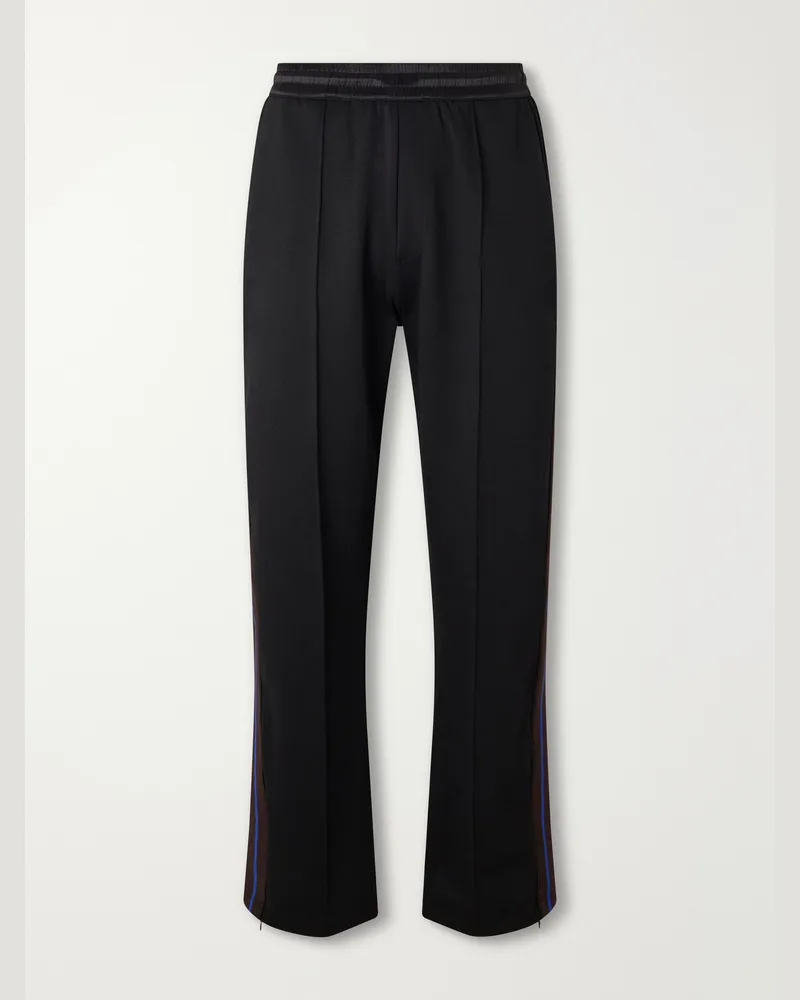 Wales Bonner Form Straight-Leg Striped Jersey Sweatpants Black