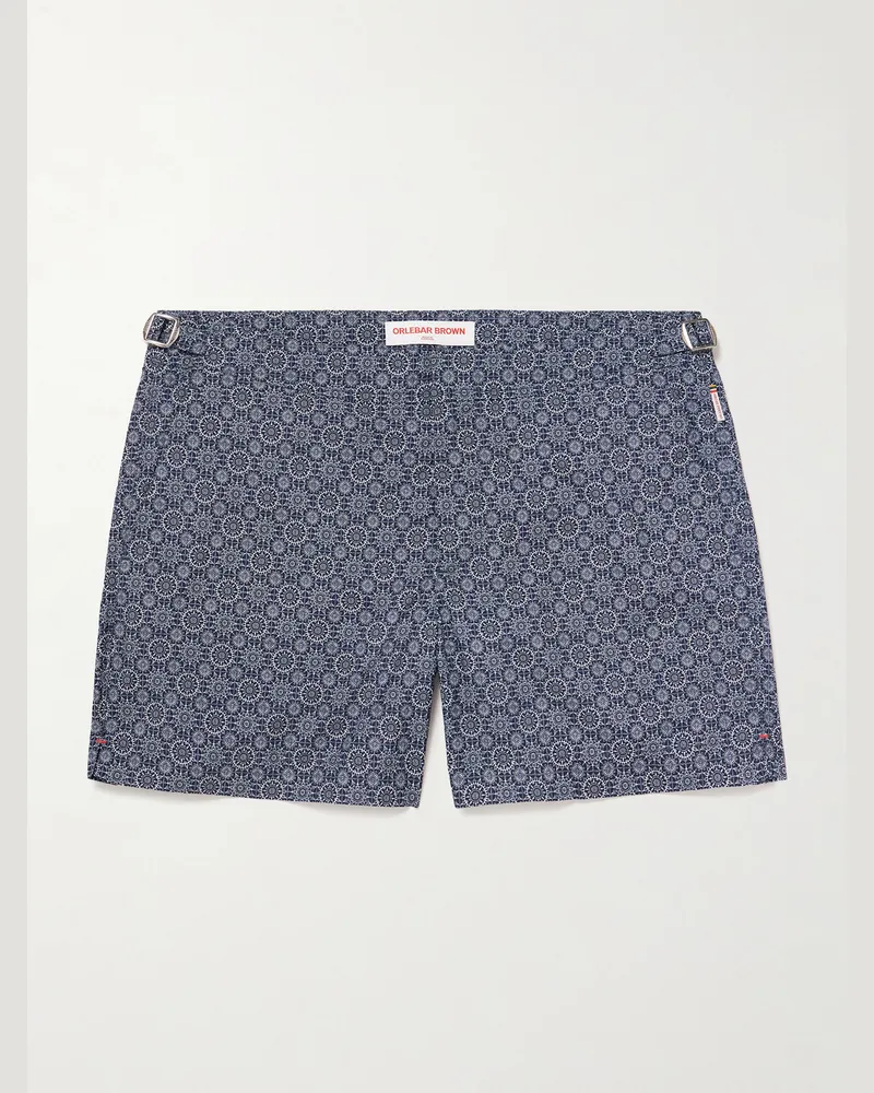 Orlebar Brown Setter gerade geschnittene mittellange Badeshorts aus recyceltem Shell mit Print Blau