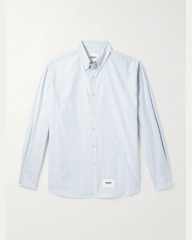 WTAPS Gestreiftes Hemd aus Baumwolle Blau