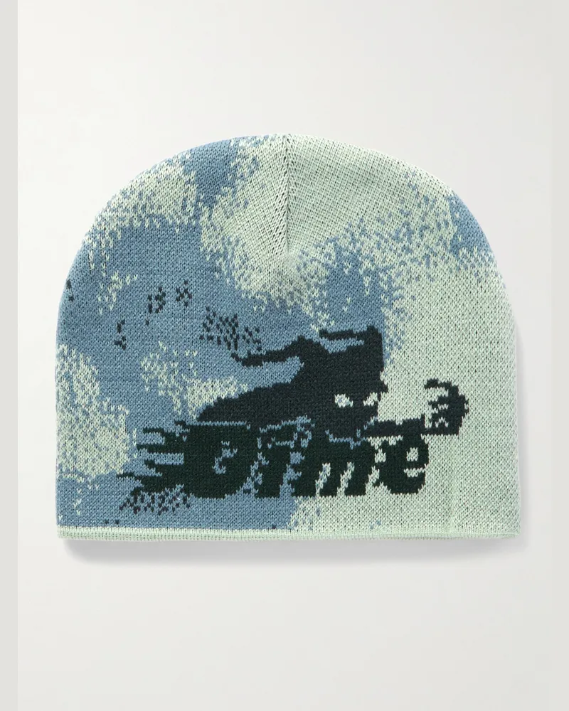 Dime Final Skull Beanie aus Jacquard-Strick Blau