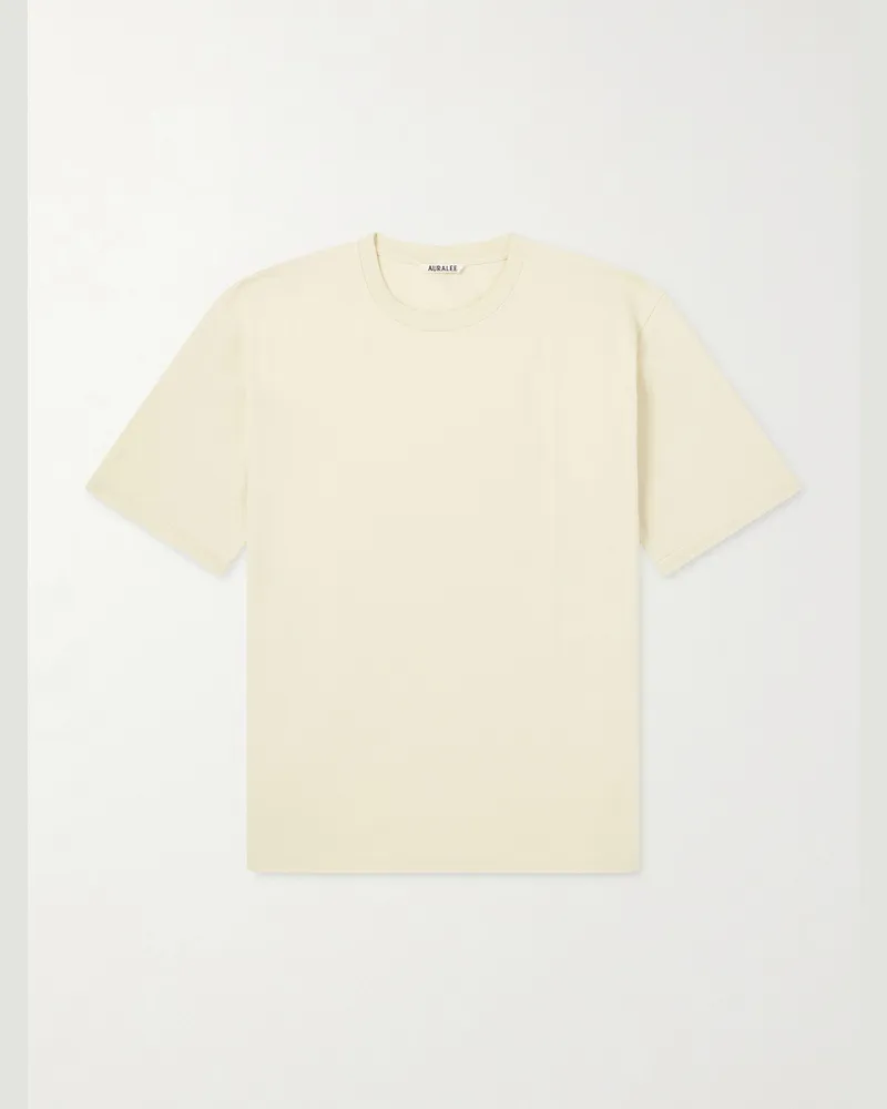 AURALEE Luster Cotton-Jersey T-Shirt Yellow