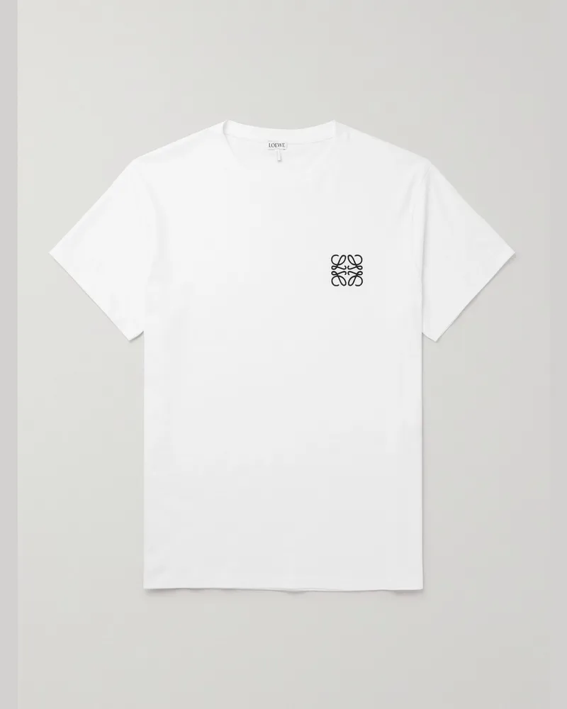 Loewe Slim-Fit Logo-Embroidered Cotton-Jersey T-Shirt White