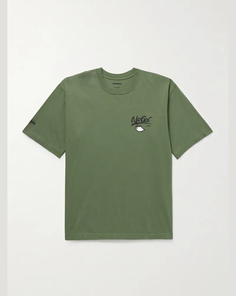 Neighborhood Printed Cotton-Jersey T-Shirt Green