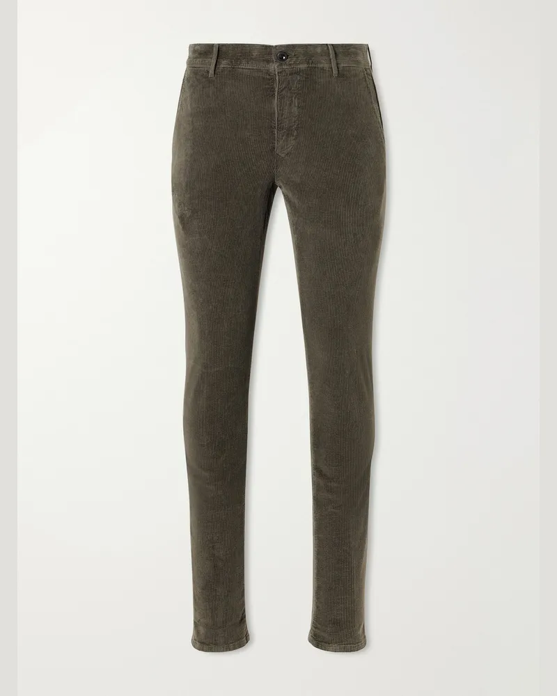 Slowear Straight-Leg Cotton-Blend Corduroy Trousers Green