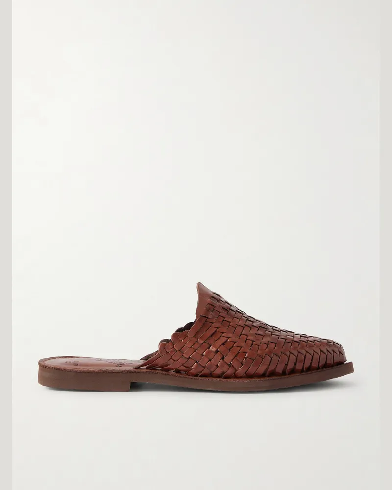 YUKETEN Polanco Woven Leather Mules Brown