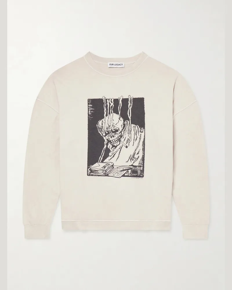 Our Legacy Slack Printed Cotton-Blend Jersey Sweatshirt Neutrals