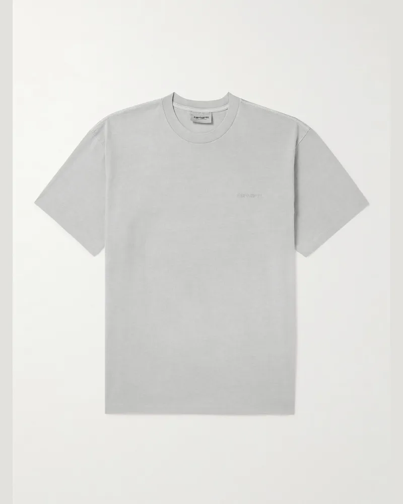 Carhartt WIP Duster T-Shirt aus Baumwoll-Jersey mit Logostickerei in Stückfärbung Grau