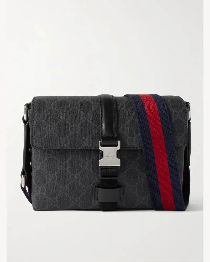 Gucci Mini Supreme Coated-Canvas and Leather Messenger Bag Black