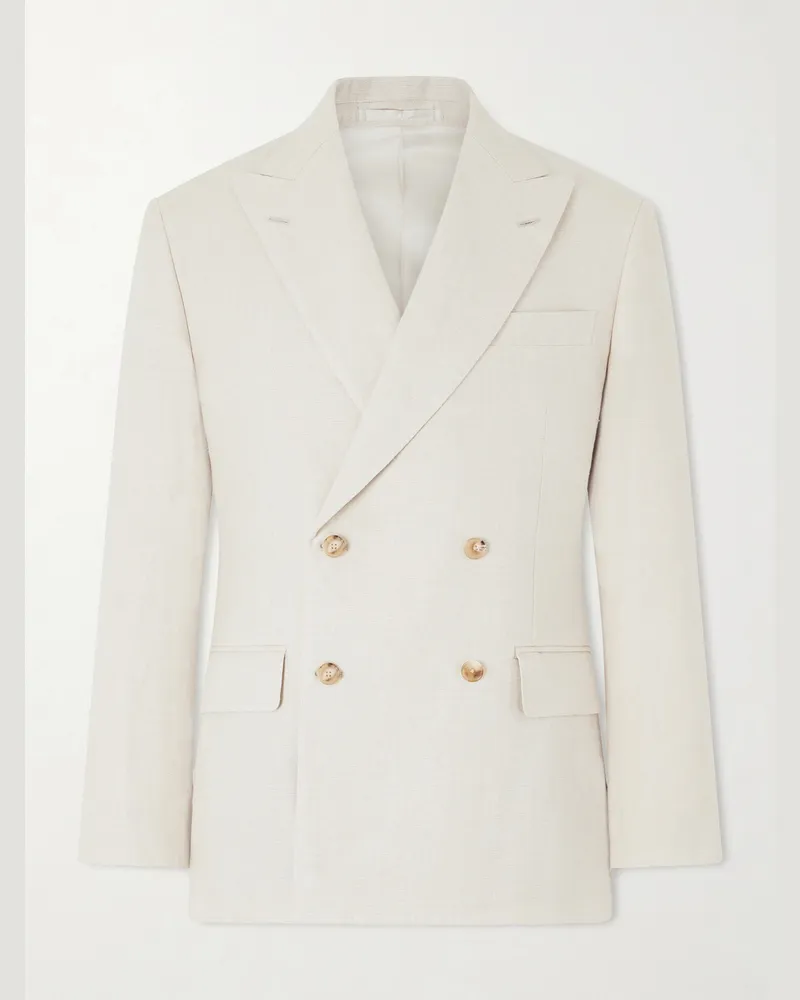 Kaptain Sunshine Double-Breasted Linen and Silk-Blend Jacket Neutrals
