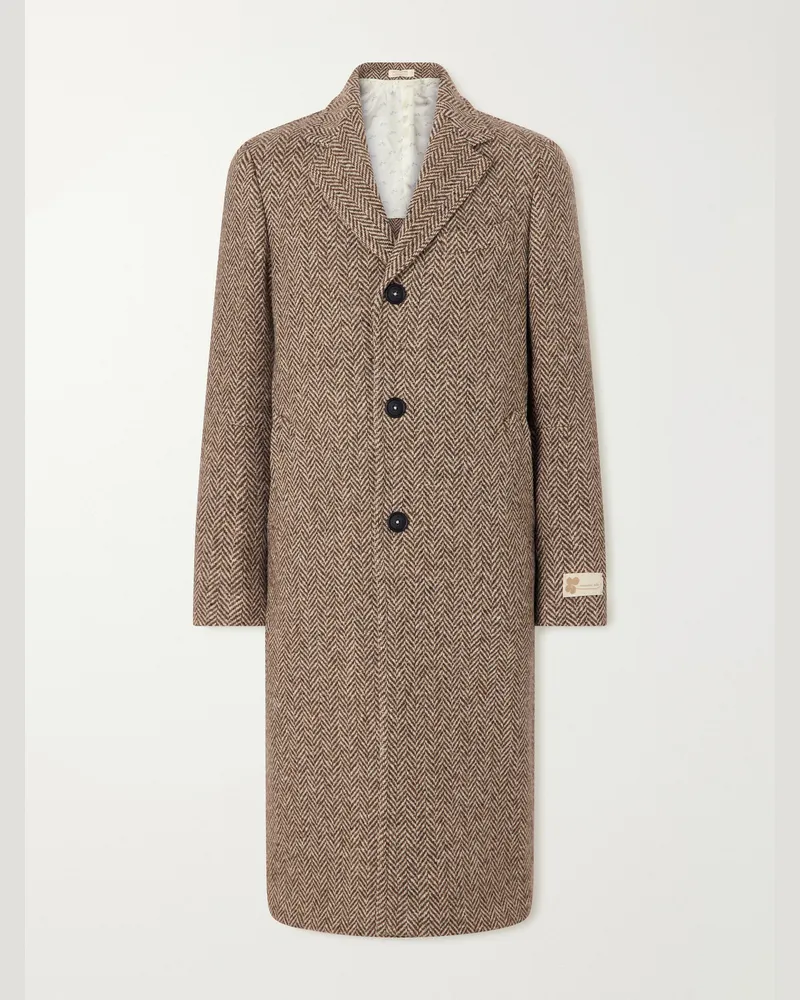 Massimo Alba Mercury Herringbone Virgin Wool Coat Neutrals