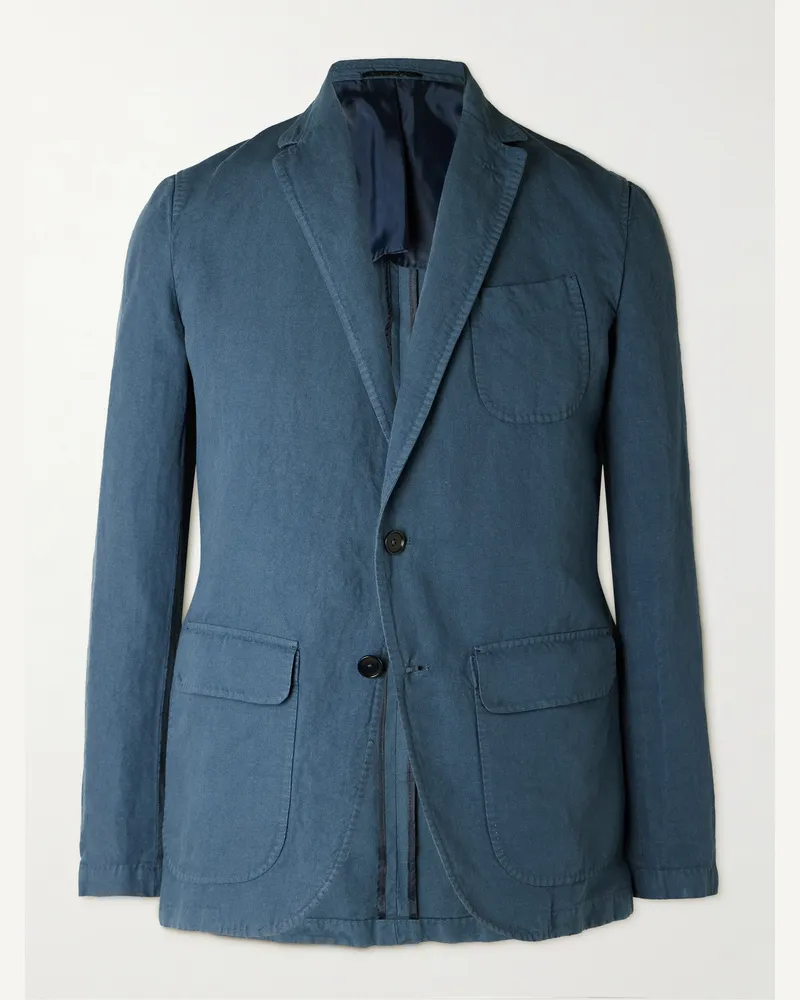 Sid Mashburn Butcher Hemp and Cotton-Blend Canvas Blazer Blue
