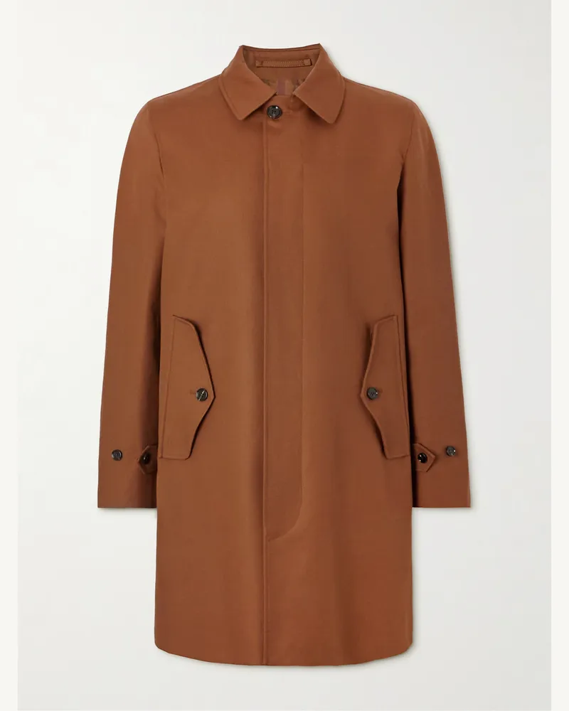 Burberry Clapham Mantel aus Baumwollgabardine mit Logostickerei Braun