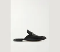 Horsebit-Embellished Leather Backless Loafers