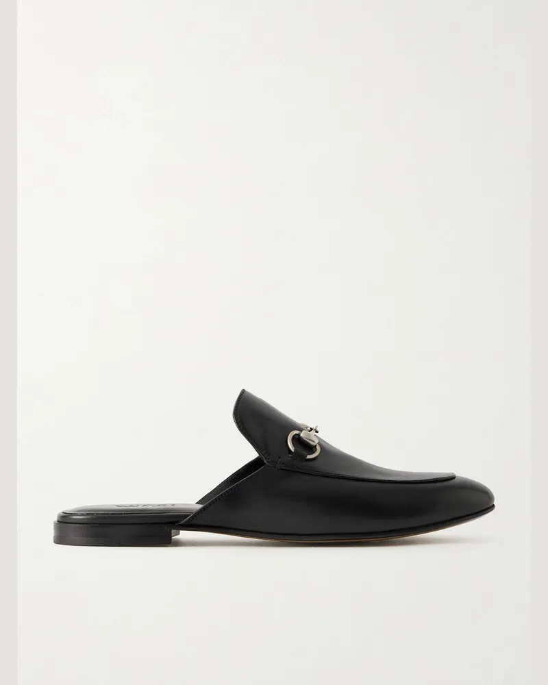 Gucci Horsebit-Embellished Leather Backless Loafers Black