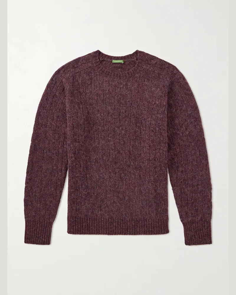 Sid Mashburn Cable-Knit Wool Sweater Burgundy