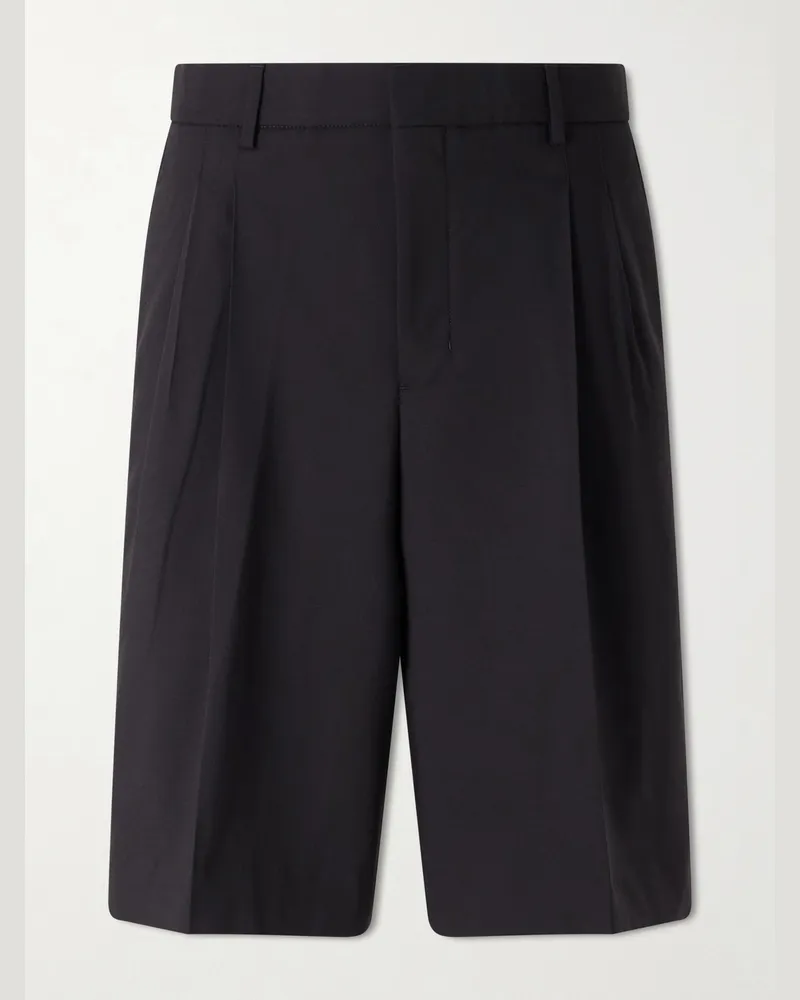 AMI Paris Low-Waist Wide-Leg Cotton Bermuda Shorts Black