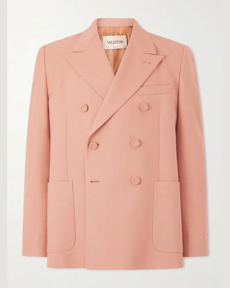 Valentino Garavani Single-Breasted Wool-Nattè Blazer Pink