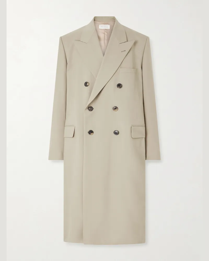 Dries van Noten Wool and Mohair-Blend Twill Coat Neutrals