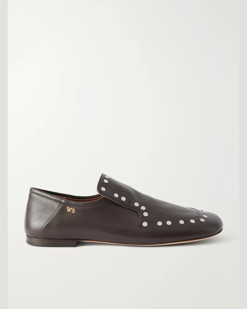 Wales Bonner Dakar Embellished Leather Loafers Brown