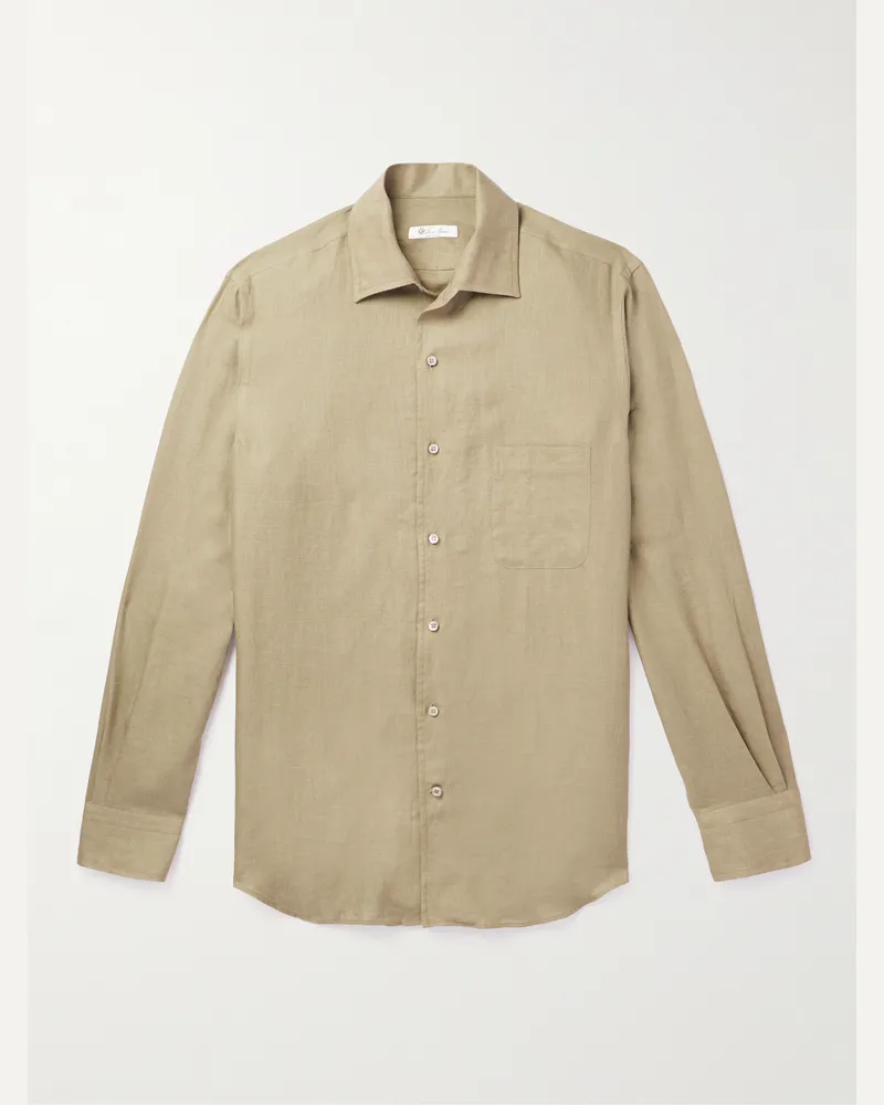 Loro Piana Arizona Hemd aus Leinen Grün