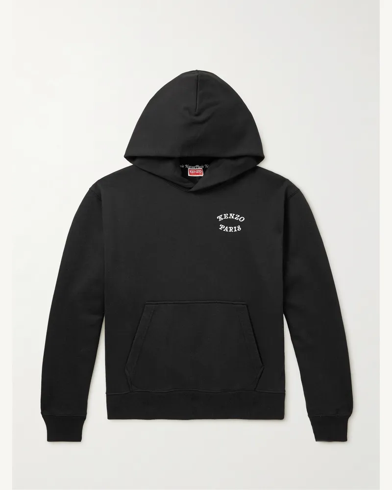 Kenzo Verdy Market Hoodie aus Baumwoll-Jersey mit Stickerei Schwarz