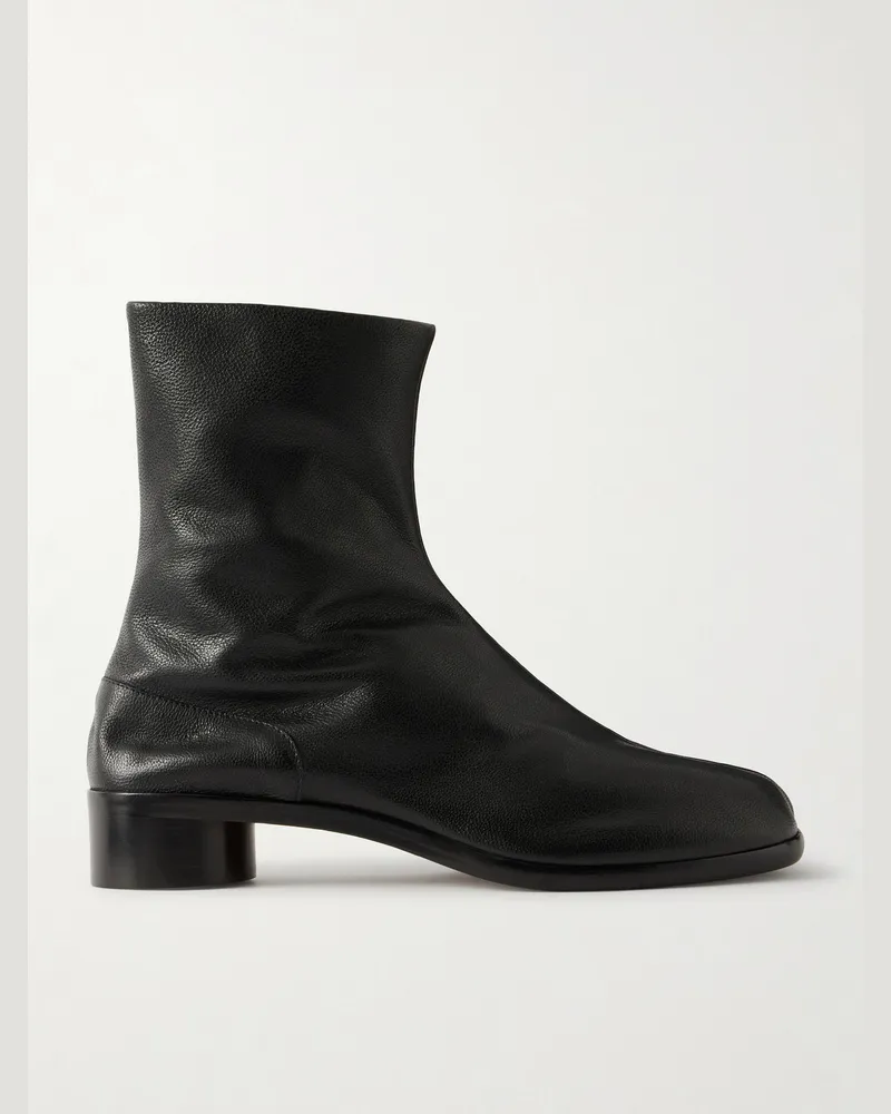 Maison Margiela Tabi Split-Toe Textured-Leather Ankle Boots Black