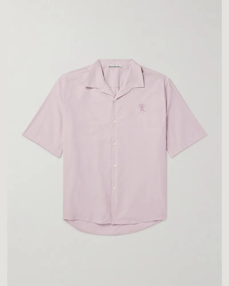 Acne Studios Solon Oversized-Hemd aus Baumwoll-Piqué mit Reverskragen und Stickerei Lila