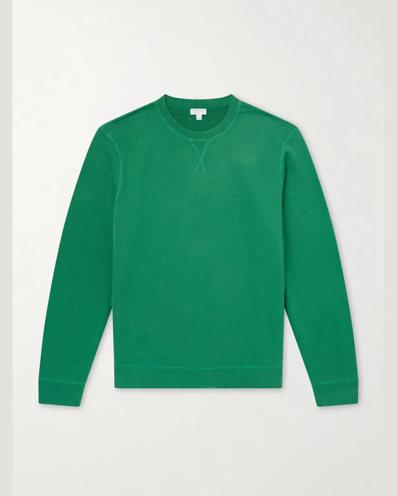 Sunspel Cotton-Jersey Sweatshirt Green