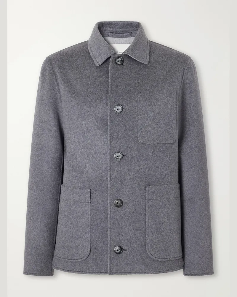 AMI Paris Brushed Wool and Cashmere-Blend Felt Blouson Jacket Gray