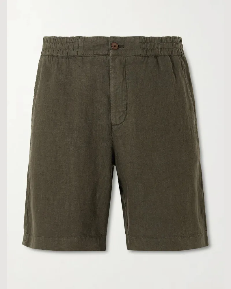 MR P. Straight-Leg Linen Shorts Green