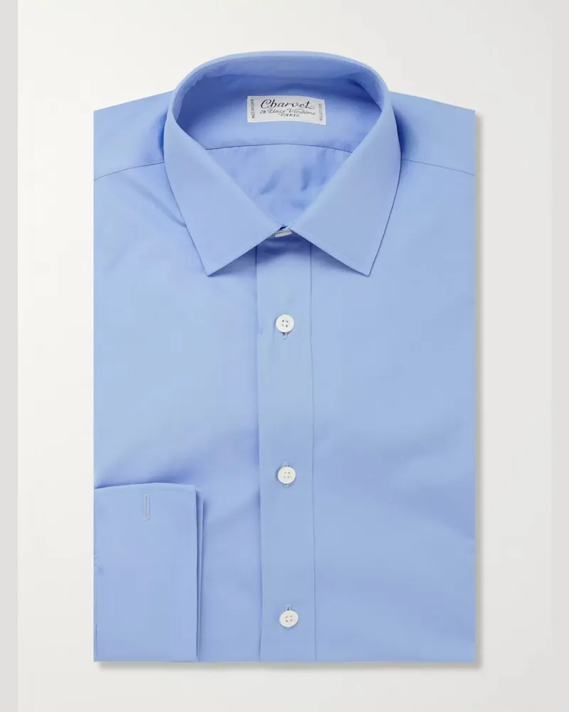 Charvet Blaues Hemd aus Baumwolle Blau