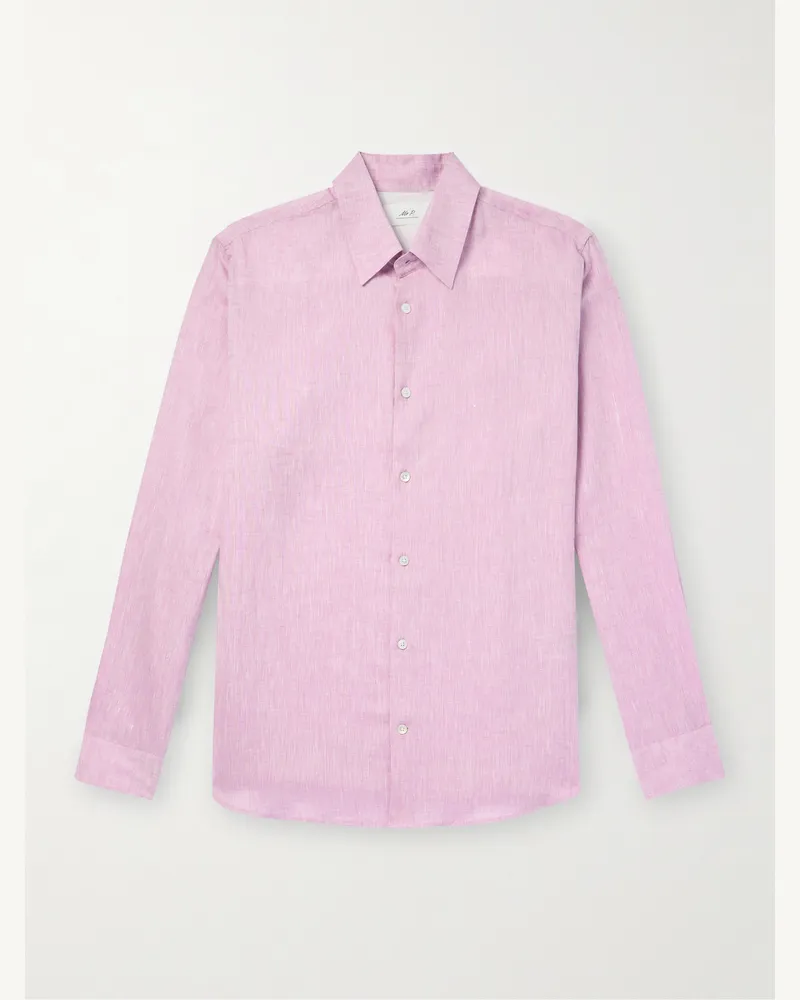 MR P. Hemd aus Bioleinen-Chambray Pink