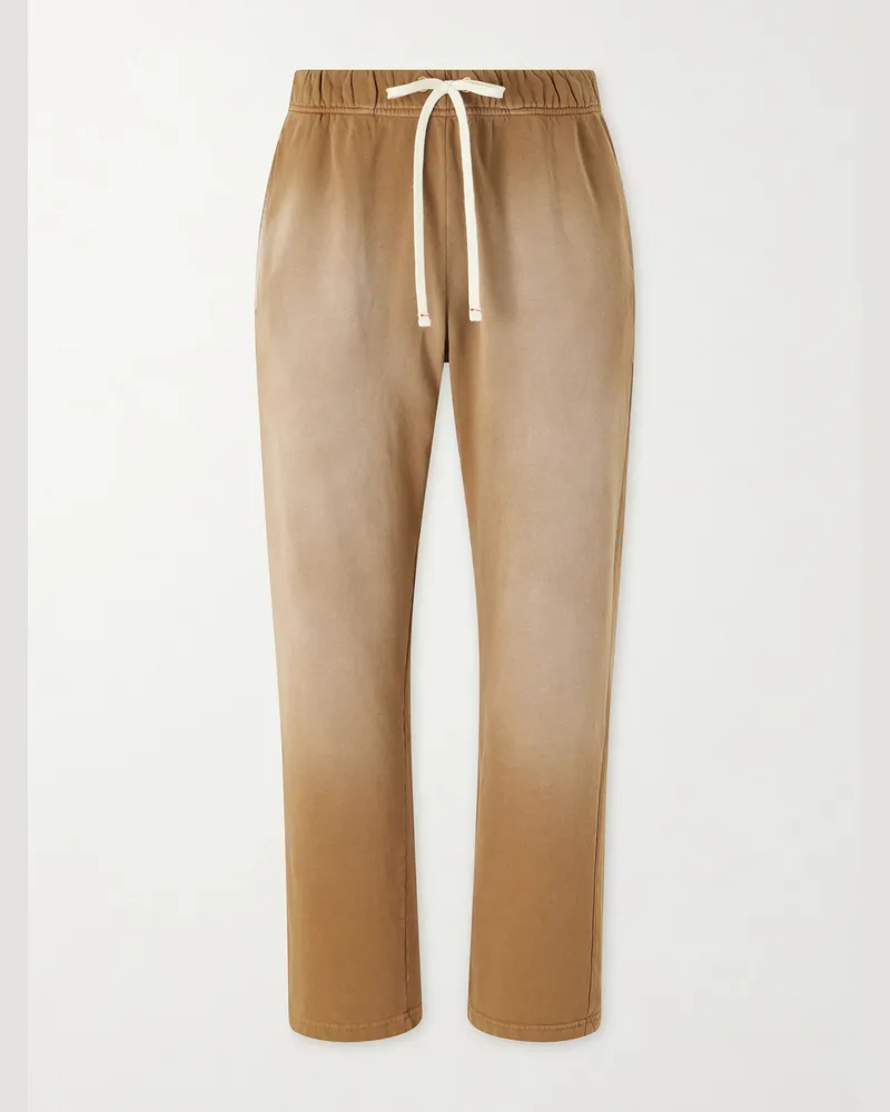 LES TIEN Straight-Leg Cotton-Jersey Sweatpants Brown