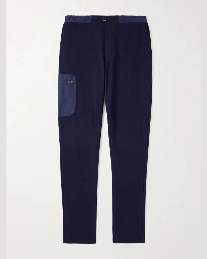 SEASE Straight-Leg Shell-Trimmed Wool-Blend Drawstring Trousers Blue