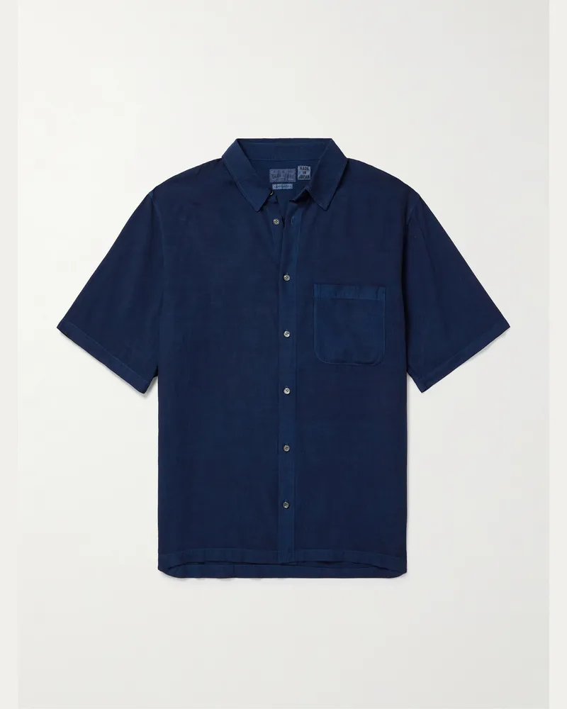 Blue Blue Japan Hemd aus Gaze aus einer Tencel™-Lyocell-Mischung in Indigo-Färbung Blau