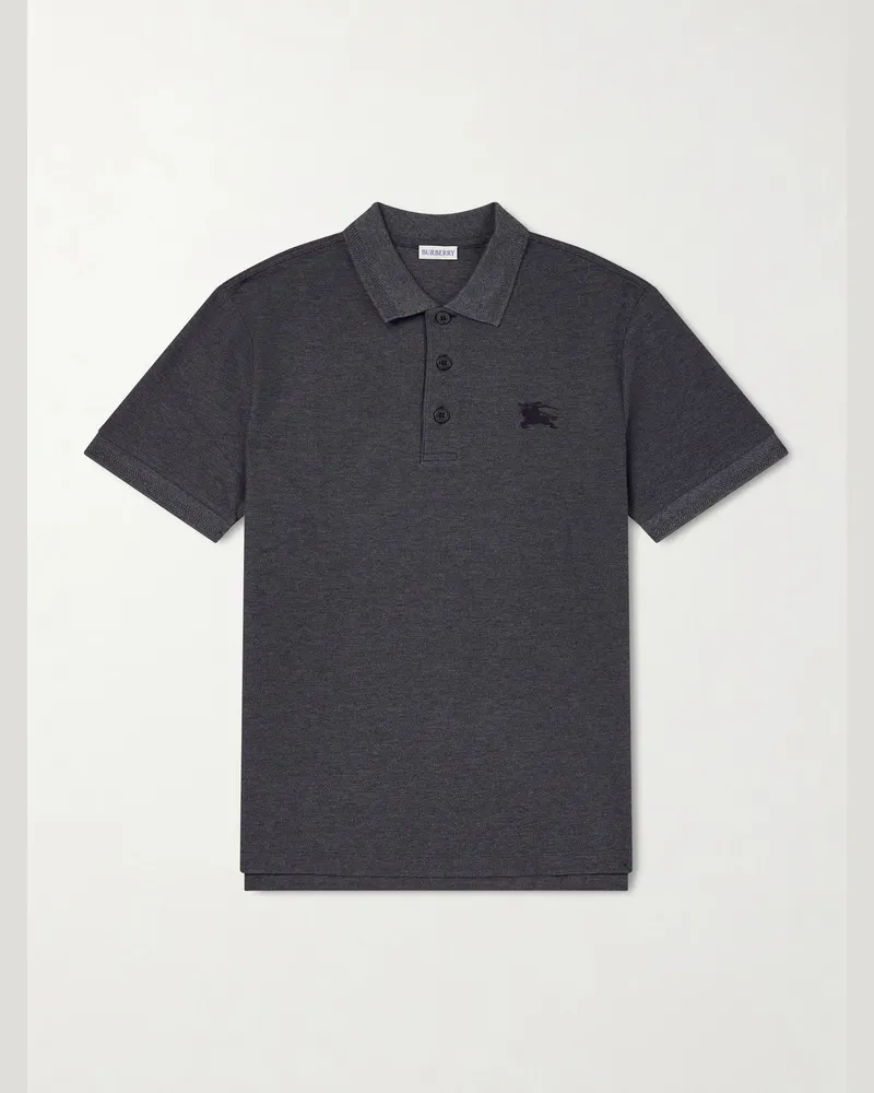 Burberry Eddie Cotton Polo Shirt Gray