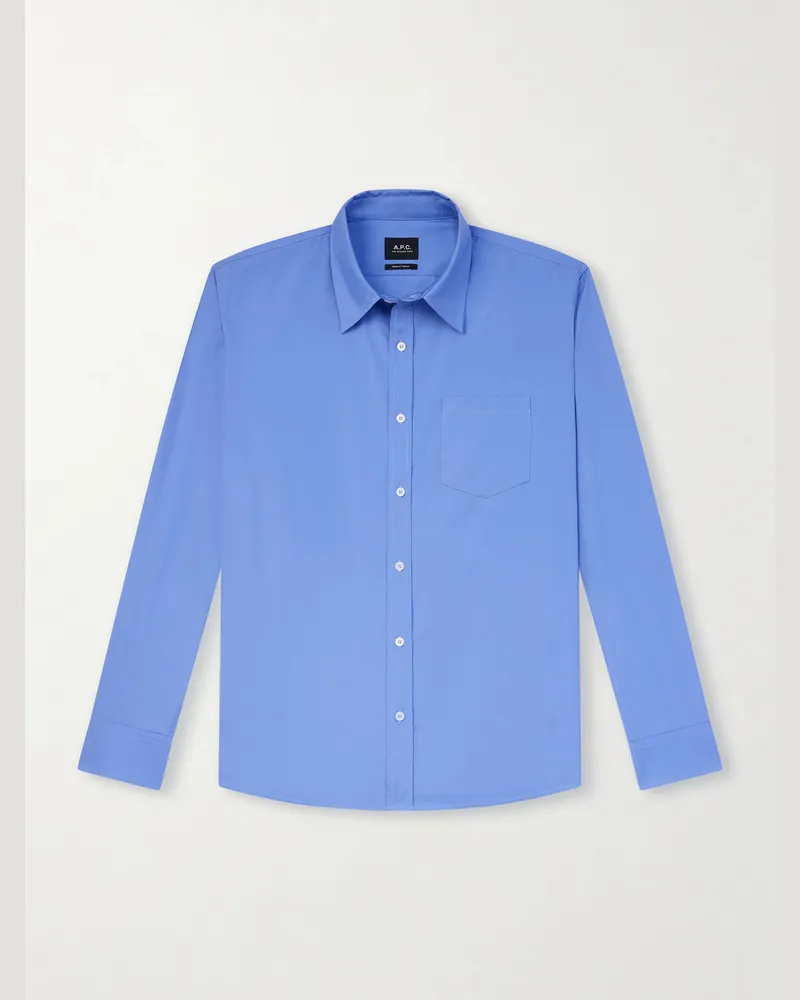 A.P.C. Hemd aus Baumwollpopeline Blau